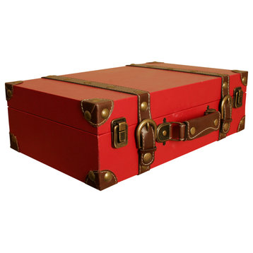 Red Faux Leather Suitcase