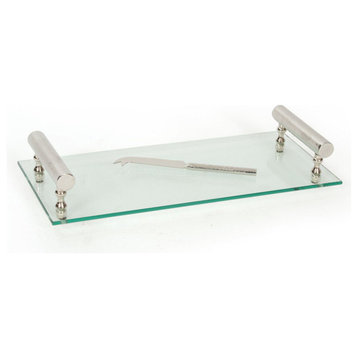 Nickel & Glass Tray and Knife