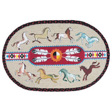 Native Horses Oval Patch 20"x30"