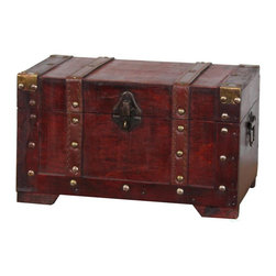 11 in. x 6.4 in. Wooden Antique Style Small Trunk - Decorative Trunks