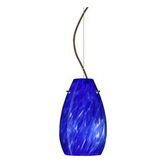 Pera 9 1 Light Pendant, Bronze, Incandescent, Blue Cloud Glass