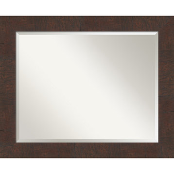 Wildwood Brown Beveled Bathroom Wall Mirror - 33 x 27 in.