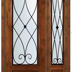 Prehung Sidelight Door 96 Wood Alder Charleston 3/4 Lite - Front Doors