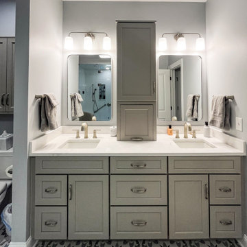 Gray Bathroom with Custom Artic White SteamSpa Shower
