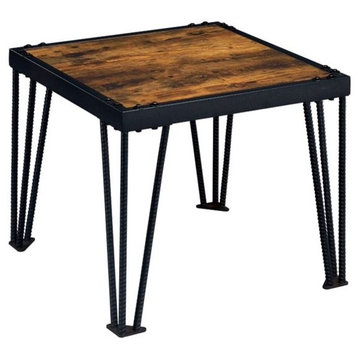 Furniture of America Eagles Industrial Metal Square End Table in Black
