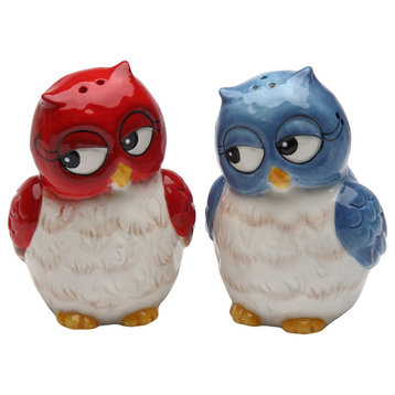 Couple Owls Salt and Pepper Shakers, Set of 2