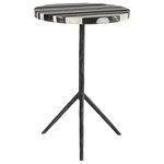 Uttermost - Fine Line Accent Table - A unique blend of classic and modern details, this round accent table showcases an asymmetrically striped black and white marble top over a chiseled iron tripod base in a naturally distressed aged iron finish. True to the nature of natural materials, each piece will have unique marbling and veining throughout.