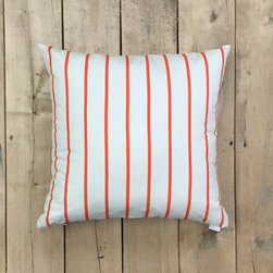 Roostery Throw Pillows with Orange Stripe - Decorative Pillows