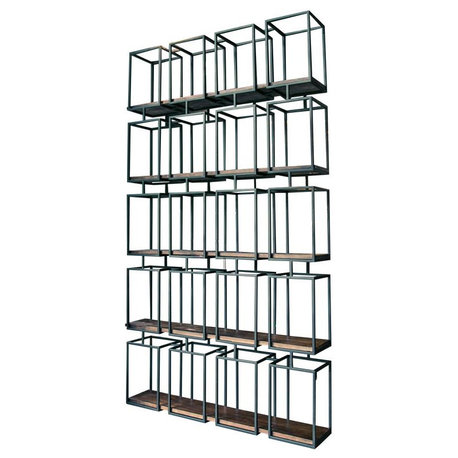 Crafters and Weavers Veinte Industrial Modern Bookcase / Room Divider