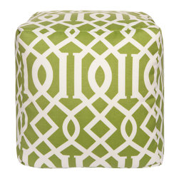 Green Geometric Pouf - Floor Pillows And Poufs