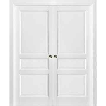 French Double Pocket Doors 64 x 80 & Frames | Lucia 31 Matte White | Closet Door