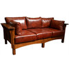 Mission Crofter Style Oak and Leather 3-Seater Sofa