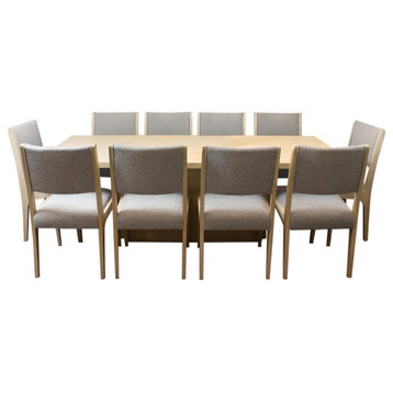 Flagstaff 11-Piece 96" Dining Set With 10 Ash Boucle Chairs In Gray