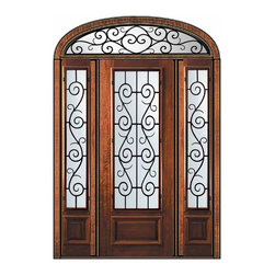 Prehung Sidelites-Transom Door 96 Wood Mahogany St. Charles - Front Doors