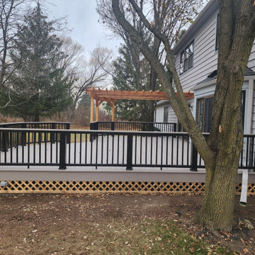 Azek Deck Rough Cedar Pergola & Railing