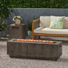 Hemmingway Outdoor Rectangular Fire Pit With Tank Holder, Brown Wood Pattern