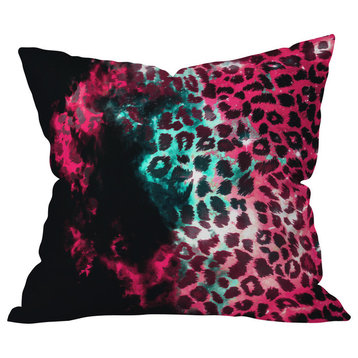 Caleb Troy Leopard Storm Pink Outdoor Throw Pillow, 26x26x7