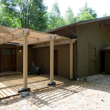 We added some space and this patio onto their existing, detached garage