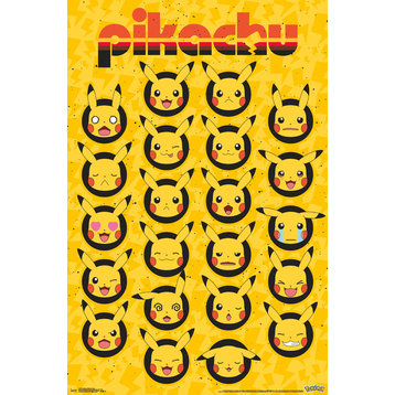 Pokemon Pikachu Faces Poster, Unframed Version