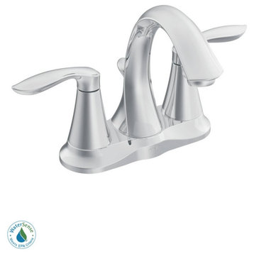 Moen 66410 Eva Double Handle Centerset Bathroom Faucet - Pop-Up - Chrome
