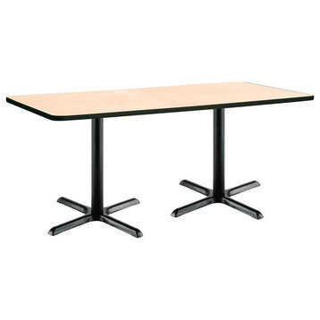 KFI 36" x 72" Pedestal Table - Natural Top - Black X-Base