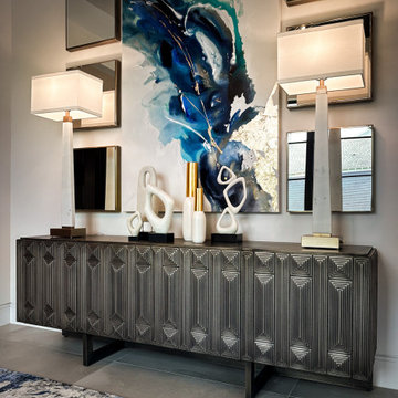 Entry - Transitional with Blue and white accents.