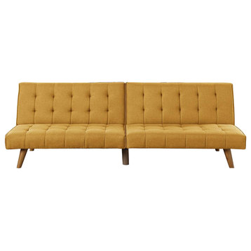 Adjustable Sofa with Button Tufted, Mustard