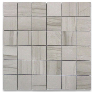 Athens Grey Marble 2x2" Square Mosaic Tile Haisa Dark Shower Polished, 1 sheet
