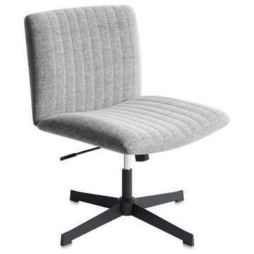Swivel Linen Office Chair with Height Adjustment and Tilt Function, Light Gray