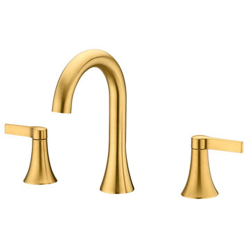 Luxier WSP11-T 2-Handle Widespread Bathroom Faucet with Drain, Brushed Gold