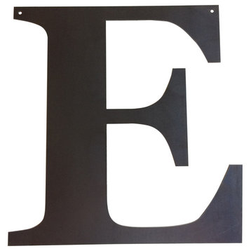 Rustic Large Letter "E", Painted Black, 18"