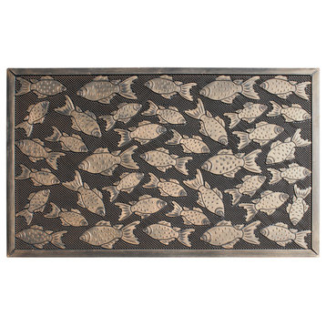 A1HC Good Luck Design 24"x36" Rubber Pin Doormat Indoor/Outdoor, Bronze Fish