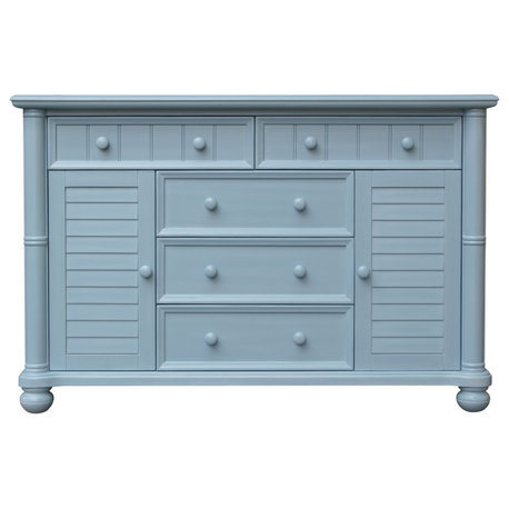 Sunset Trading Cool Breeze Bedroom Dresser | 5 Drawers | 2 Cabinets