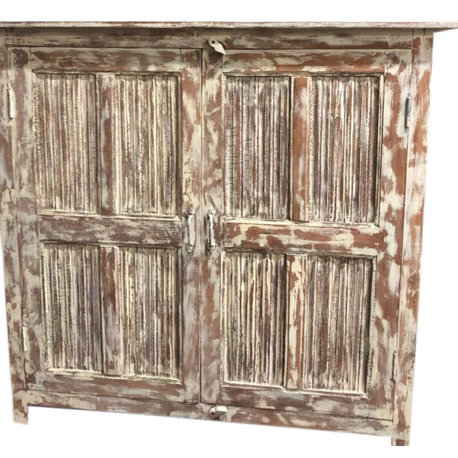 Consigned Vintage Sideboard Cabinet Hand Carved Credenza Wine Chest 52x49