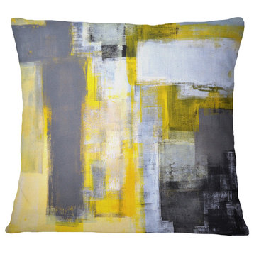 Gray And Yellow Blur Abstract Abstract Throw Pillow, 16"x16"