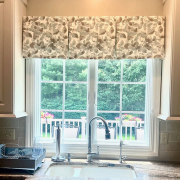 Simple Box Pleat Valance using Kravet Fabric in Kitchen Window