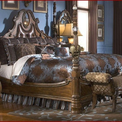 AICO Furniture - The Sovereign Panel Bed w/ Posts - 57-51-PNL-BED - Panel Beds