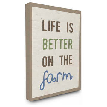 "Life Is Better On the Farm Typography" 24x30, Large Stretched Canvas Wall Art