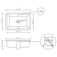 21.5-in. Rectangle UM Sink Set In White, Overflow Drain - Transitional ...