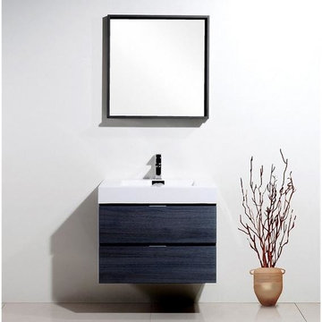 KubeBath Bliss 30" Gray Oak Single Sink Wall Mount Elegant Modern Vanity