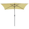 LAGarden 2-Pieces 10x6.5' Rectangle  Solar Patio Umbrella w/ 20 Leds Crank Tilt