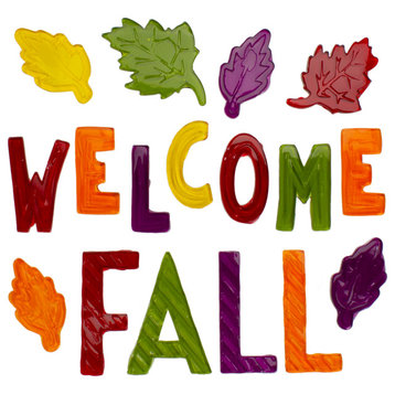 Burgundy and Orange Welcome Fall Thanksgiving Gel Window Clings