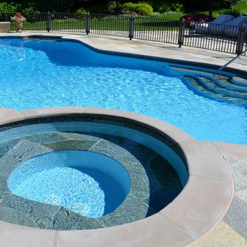 Kid Friendly Tropical Poolside Backyard
