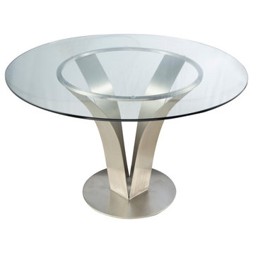 Armen Living Cleo Contemporary Stainless Steel Dining Table LCCLDIB201TO