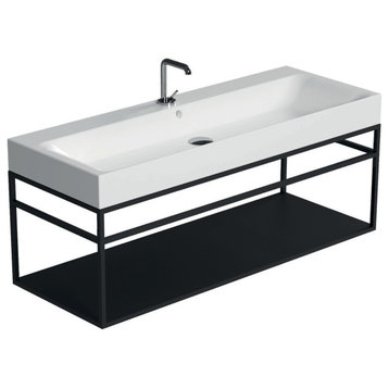 WS Bath Collections 3583+9251.31 Cento 39-3/8" Rectangular Brass - Glossy White
