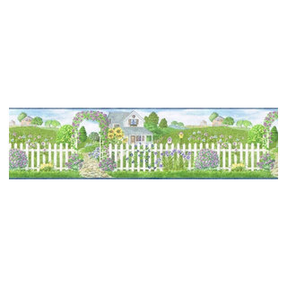 Wallpaper Border - Garden Wallpaper Border, Prepasted - Contemporary