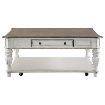 Oversized Square Cocktail Table European Traditional White