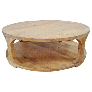 Salvaged Natural Elm Round Coffee Table