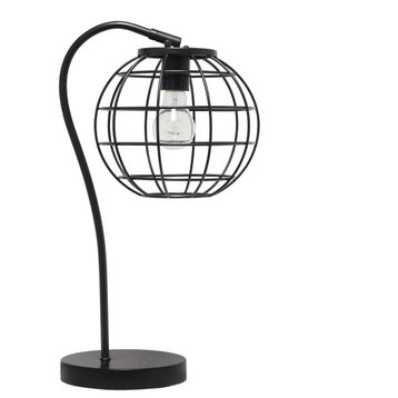 Elegant Designs Caged In Metal Table Lamp, Black