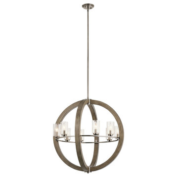 Grand Bank Chandelier 8-Light, Distressed Antique Gray